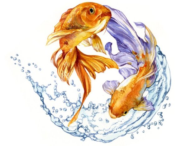 Рыбки акварелью