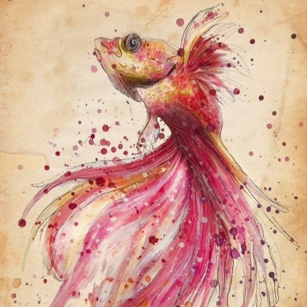 Рыбки скетч акварель