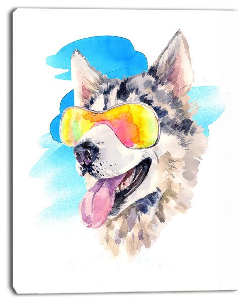 Пес акварелью в движении