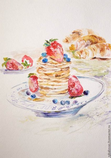 Масленица акварель