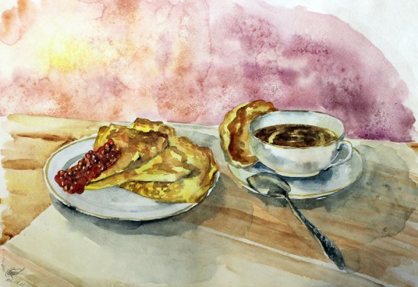 Масленица акварель