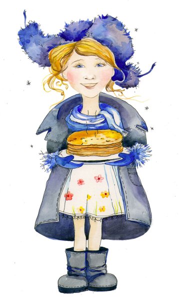 Открытка акварель Масленица