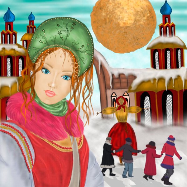 Масленица акварель