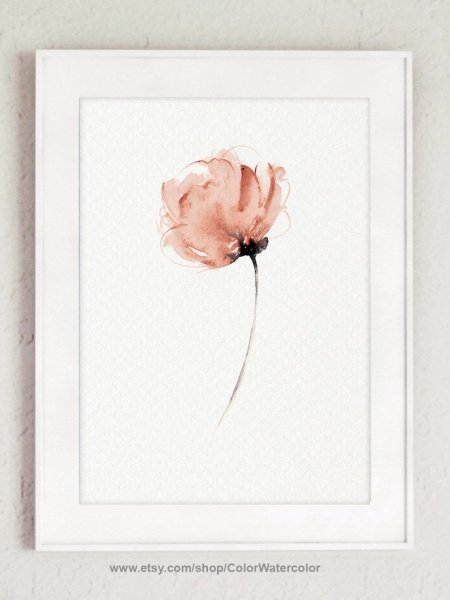 Один цветок акварелью