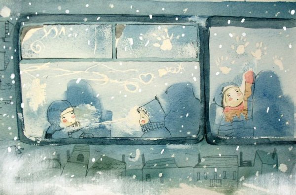 Новогодний город рисование