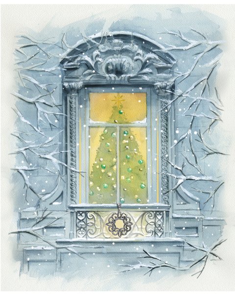 Новогодние рисунки акварелью