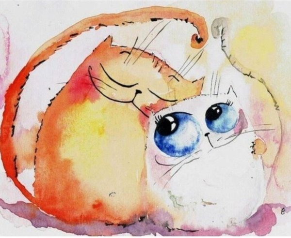 Котик акварелью