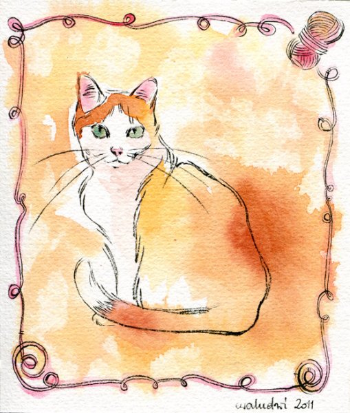 Ева Людвичак акварели кошки