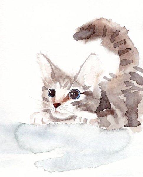 Котенок акварель