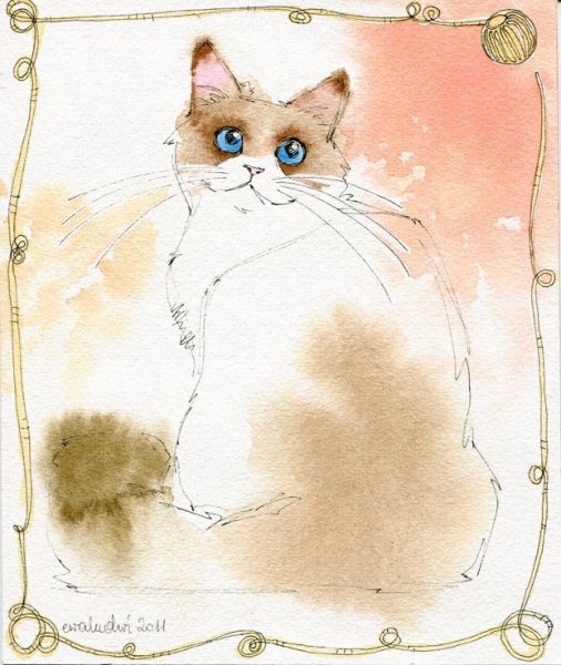 Ева Людвичак акварели кошки