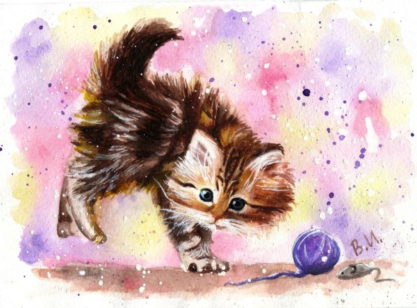 Рисунки животных акварелью