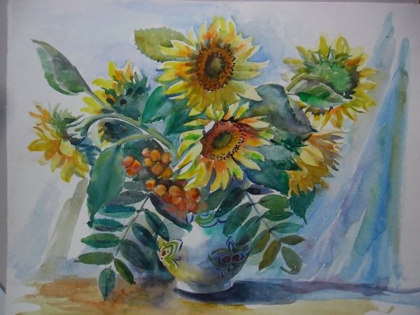 Подсолнухи гуашью