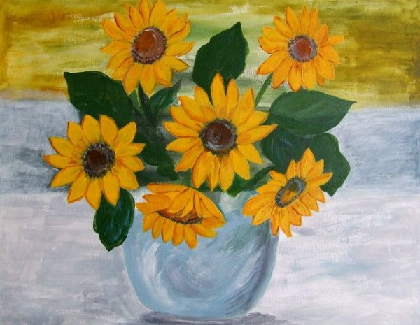 Подсолнухи в вазе рисунки