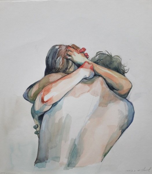 Поцелуй акварель