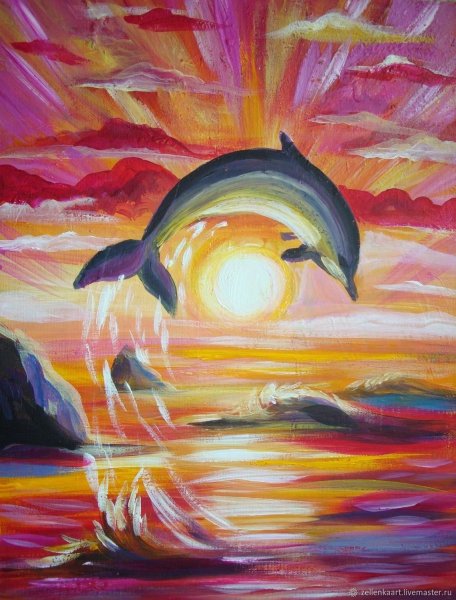 Пейзаж с дельфинами