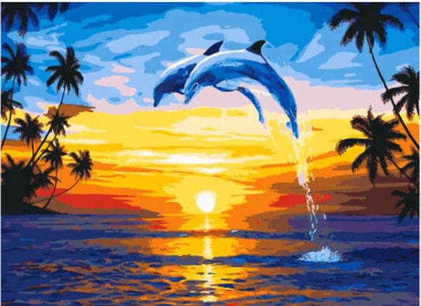 Пейзаж с дельфинами
