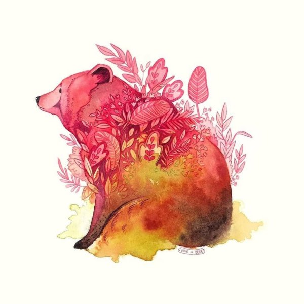 Медведь гуашью