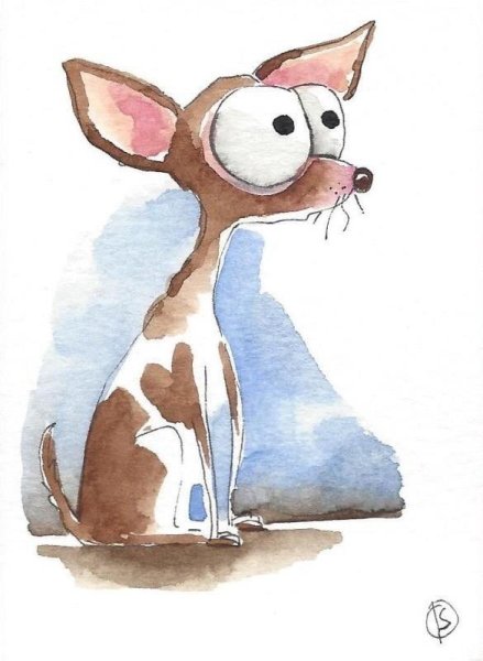 Смешные собаки акварелью