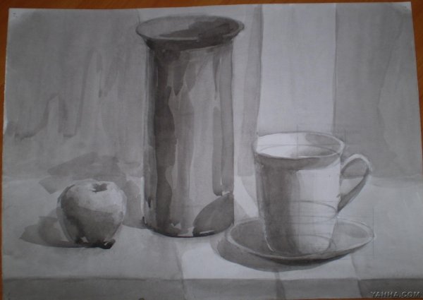 Натюрморт из геометрических тел Графика