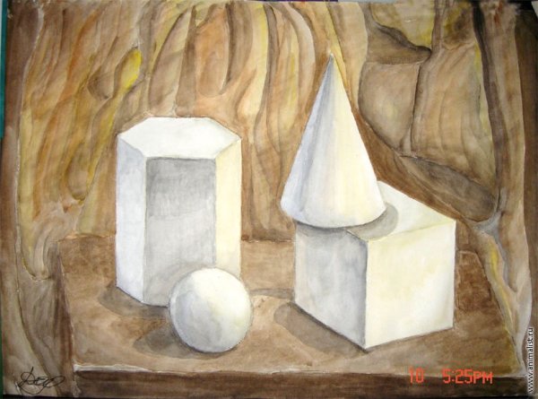 Рисование с натуры предметов цилиндрической формы.