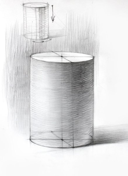 Поэтапное рисование цилиндра