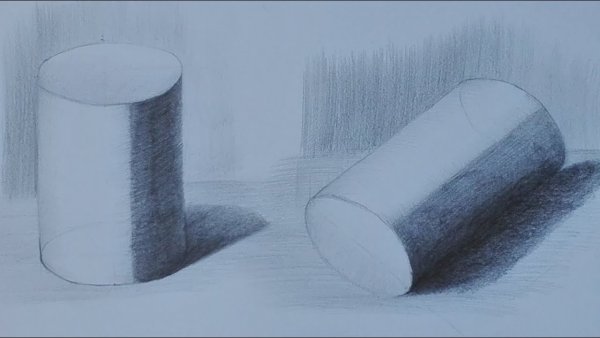 Цилиндр Академический рисунок штриховка