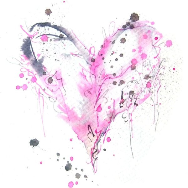 Акварельные сердечки