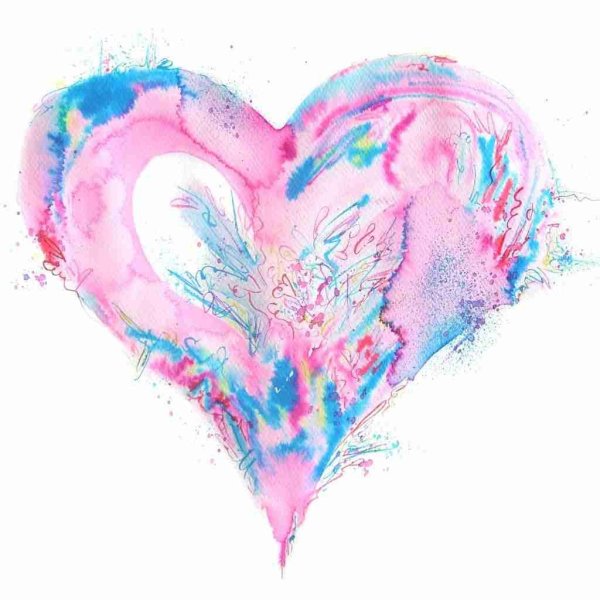 Сердечко нарисованное вкварель
