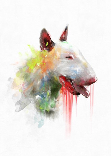 Бультерьер акрилом