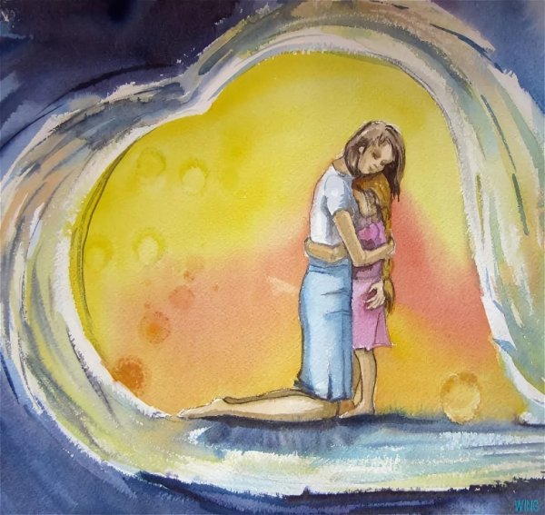 Беременная рисунок акварелью