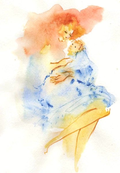 Мать и ребенок акварель