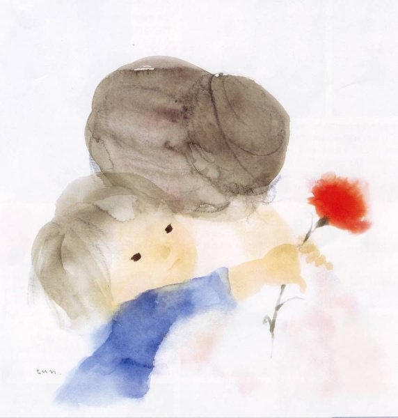 Мать и ребенок акварель