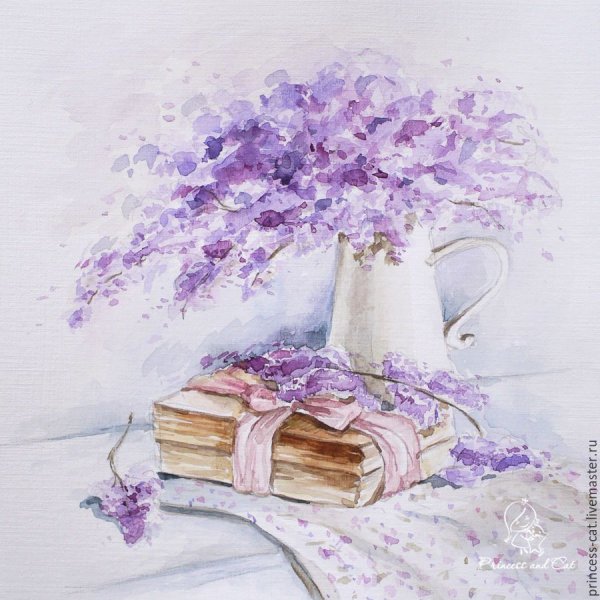 Натюрморт в сиреневых тонах живопись