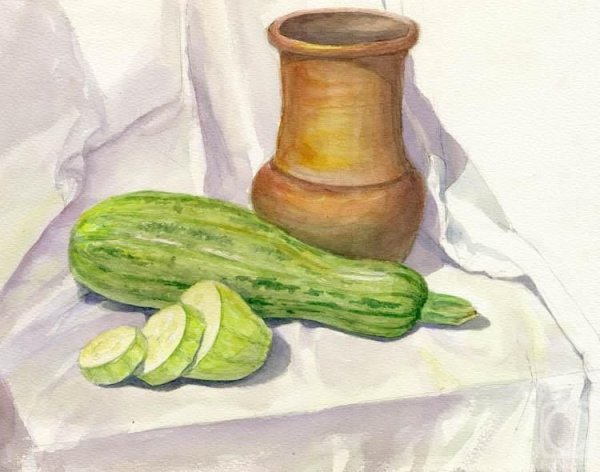 Натюрморт с овощами акварель