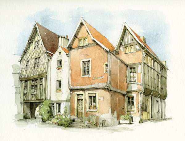 Дом акварелью