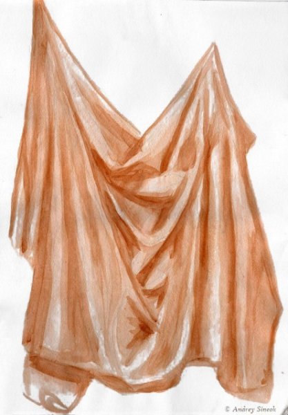 Академическая живопись акварель драпировка