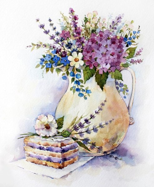 Букет тюльпанов акварель