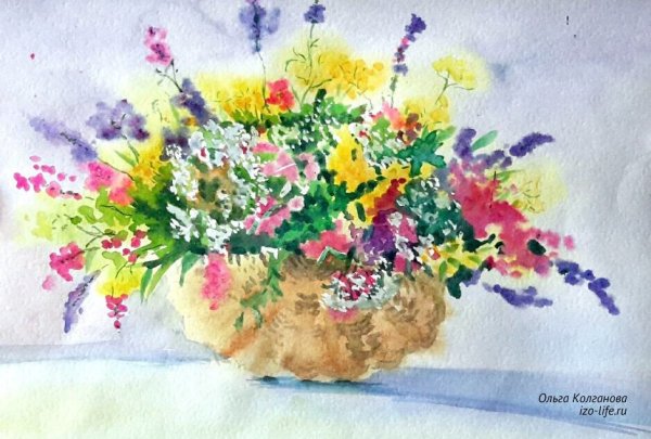 Букет цветов акварелью
