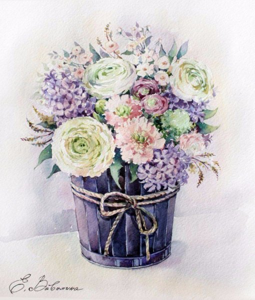 Художник Елена Вавилина Акварельные цветы