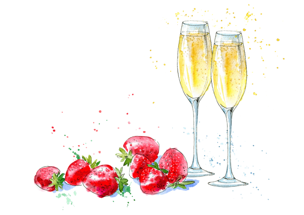 Шампанское акварель