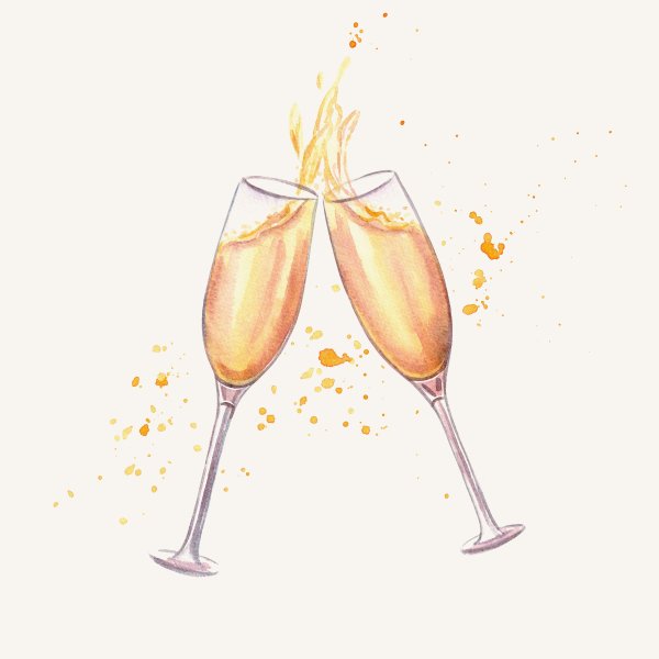 Бутылка шампанского акварелью