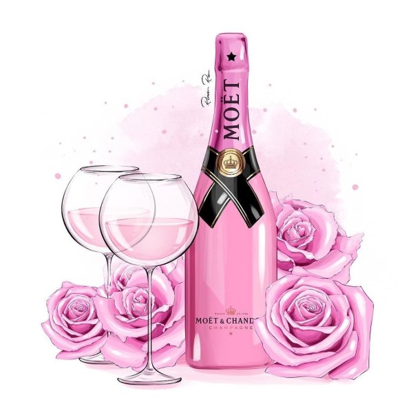 Бутылка шампанского акварелью
