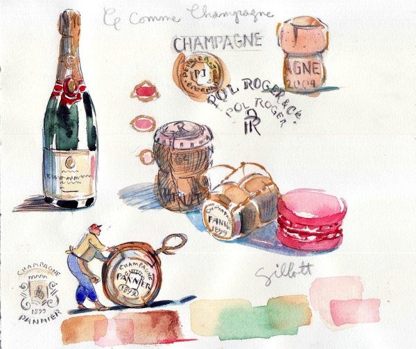 Шампанское акварель