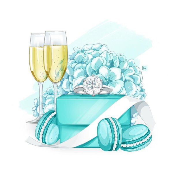 Бокал шампанского акварелью