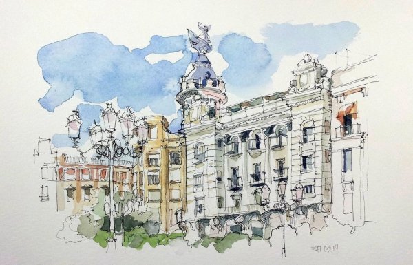 Скетчи маркерами архитектура Питера