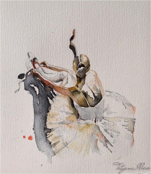 Тело девушки акварелью