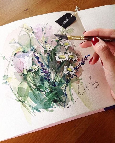 Акварельные зарисовки цветов