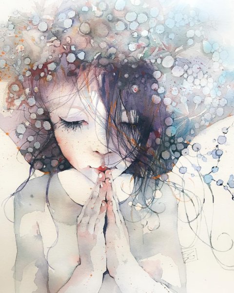 Ангел хранитель акварель