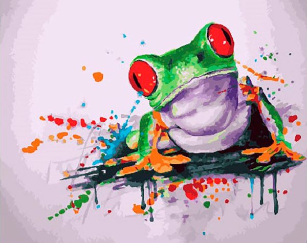 Лягушка акварелью