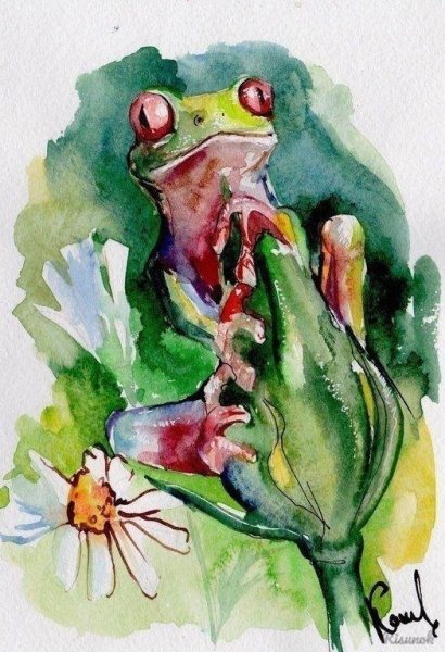 Лягушонок акварель
